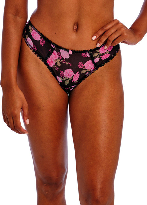 Rose Blossom Black Rose Thong