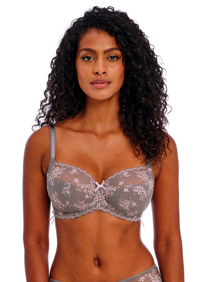 Offbeat Decadance Grey/Pink Side Support Bra