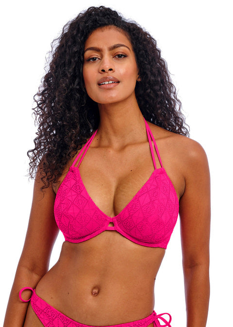 Nomad Nights Fuchsia Halter Bikini Top