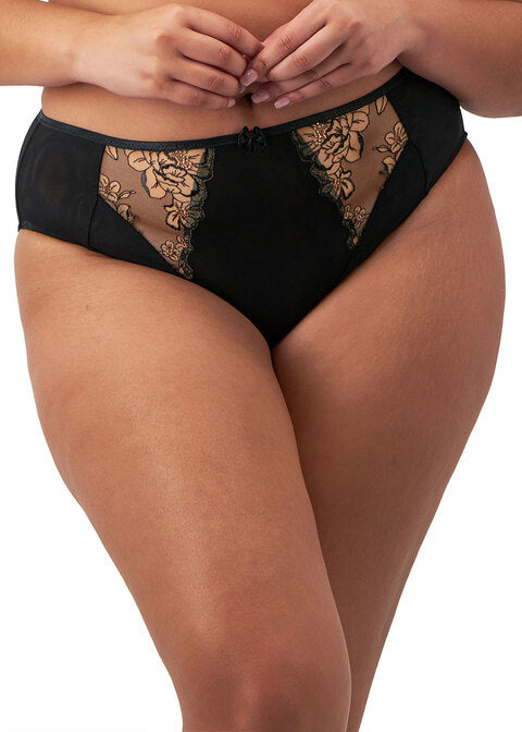 Teagan Black/Almond High Leg Brief