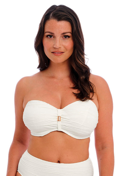 Beach Waves Linen Bandeau Bikini Top