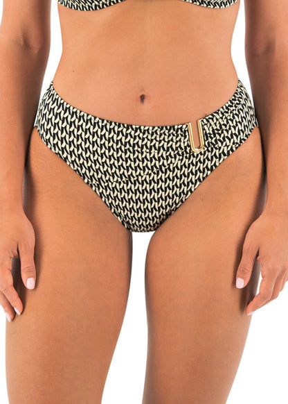 Koh Lipe Black & Cream Mid Rise Bikini Brief