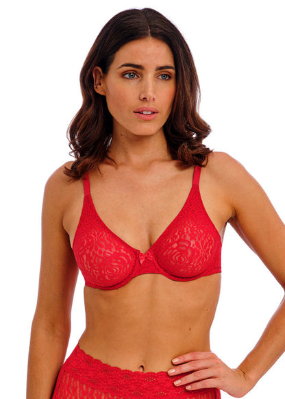 Halo Lace Red Underwire Bra