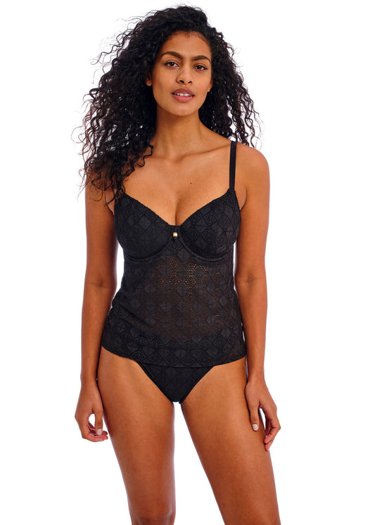 Nomad Nights Black UW Plunge Tankini Top