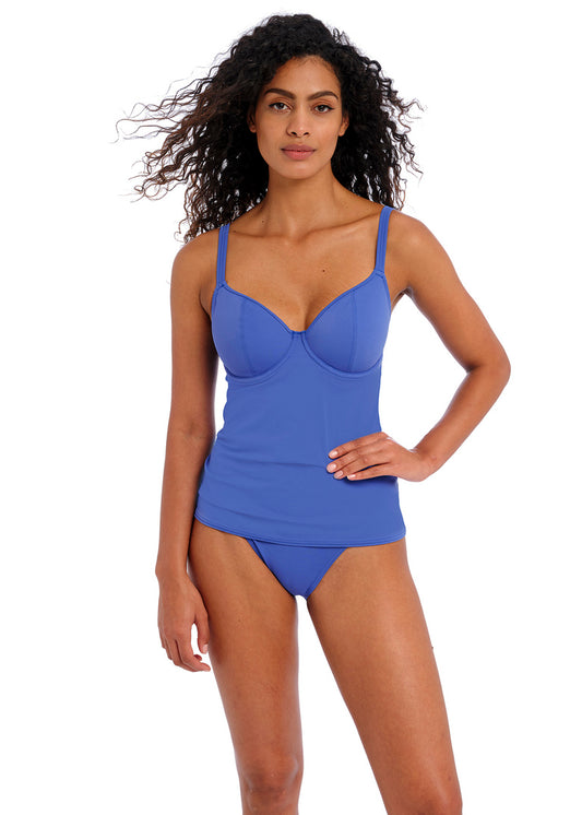 Jewel Cove Plain Azure Tankini Top